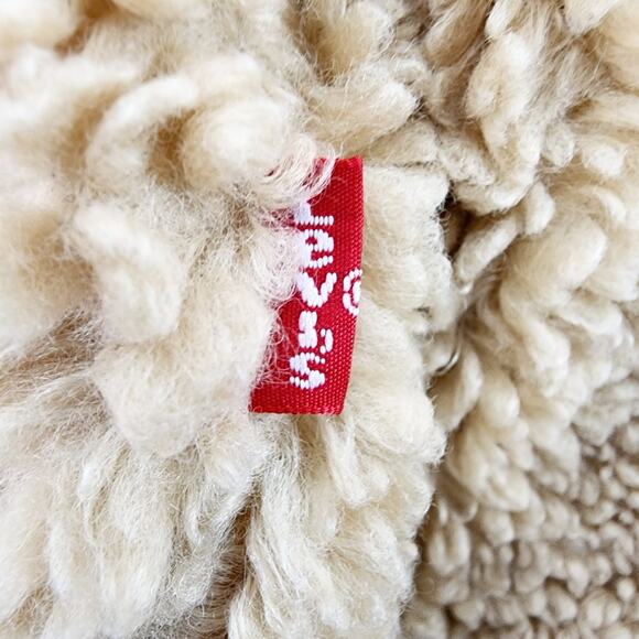 Levi's Teddy Sherpa Fleece Full Zip Jacket Sesame Brown Tan Medium Cinched NEW - Picture 8 of 16